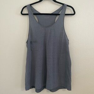 EILEEN FISHER Medium 100% Linen Blue‎ Gray Racerback Tank Top w/pocket